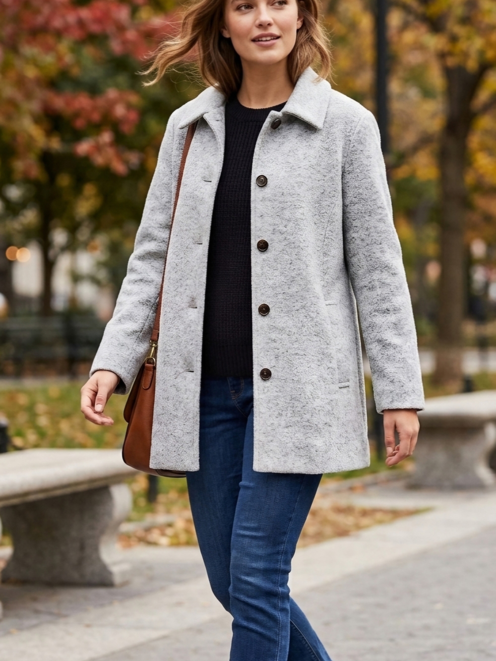 NWT Elisabeth by Liz Claiborne Italian Pure Wool Light Grey Coat / Jacket